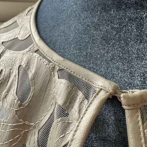 Chico’s Travelers Collection Sheer Open Jacket with Faux Leather Appliqués - Picture 3 of 10